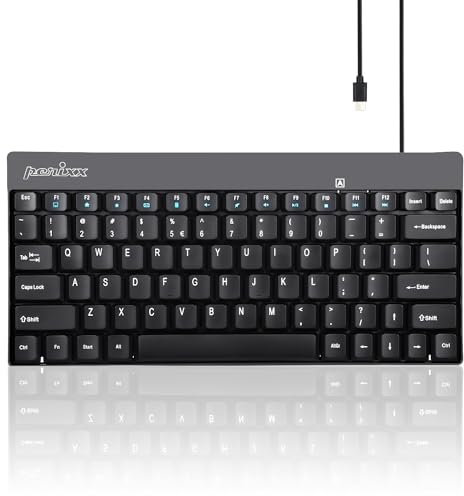 perixx PERIBOARD-422 Wired USB-C Mini Keyboard, USB Type C Connector, Black, US English Layout