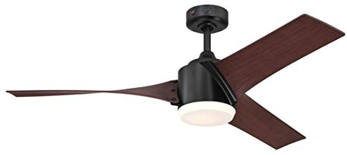 Westinghouse Lighting 72270 Evan, Modern LED Ceiling Fan with Light and Remote Control, 132 cm, Matte Black Finish, Opal Frosted Glass
