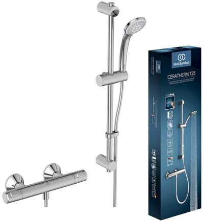 Ideal Standard Ceratherm T25 Thermostatic Shower Mixer with kit, Chrome, A7205AA