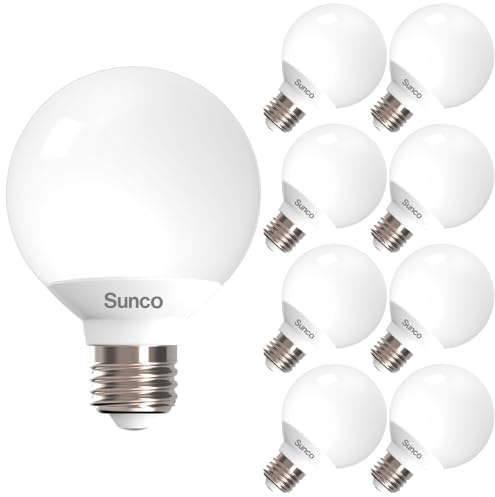 Sunco 8 Pack G25 LED Light Bulb, Globe, Vanity Bathroom Mirror, 6W=40W