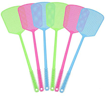 Chelory Fly Swat 6 Pack Plastic Manual Fly Swatters Insect Wasp Pest Control with Long Flexible Handle Heavy Duty Strong Swatters Multi Colors