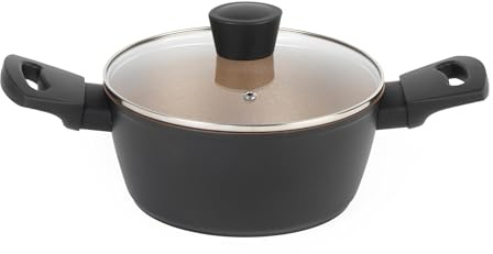 Russell Hobbs RH01669BEU7 Antihaft kochtöpf, 20cm / 2.6L Ungefähre Füllmenge, PFOA Frei töpf mit Glas deckel, abriebfest Suppentopf, induktion geeignet und spülmaschinenfest, Opulence Kollection