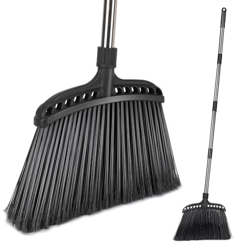 MASTERTOP Besen mit Stiel - Professioneller Straßenbesen & Gartenbesen mit 140cm Griff, Strapazierfähige Borsten + Innen/Außen Nutzung für Terrasse/Garage/Hof - Schwarz