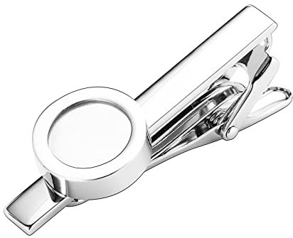 Stfery Krawattennadel Weiss, Krawattenklammer Vater Der Braut Edelstahl Runden Tie Clip 5CM Zirkonia Schmuck Geschenke