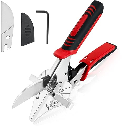 GARTOL Ratchet Miter Shears, 45-135 Degree Adjustable Multi-Angle Cutter for Molding & Trim, 80% Effortless Ratchet System for Quarter Round, Shoe Mold, PVC & Soft Wood, Includes Spare SK5 Blade
