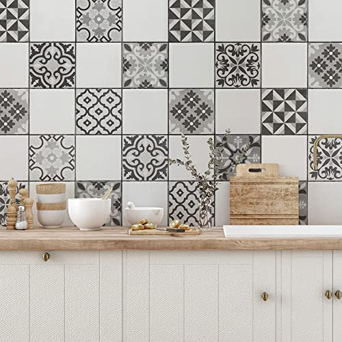 CREARREDA Piastrelle Adesive per Cucina, Bagno e Box Doccia Mattonelle Adesive Arancio e Blu, 20 Pz 20_x_20 cm, Impermeabile Vinile Autoadesivo Decorazioni per Bagno e Cucina, Made in Italy