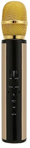 Asixxsix Microfono Wireless, Microfono Palmare Bluetooth con Riduzione del Rumore con Registrazione Microfono Karaoke Wireless per PC Smartphone, con Riverbero, Surround KTVGrade