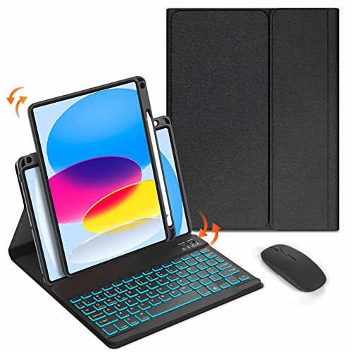 GUPENAA Funda con Teclado para iPad Pro 12.9 6ª/5ª/4ª/3ª Generación (2022 2021 2020 2018), 720 Giratoria, Teclado Retroiluminados Bluetooth Magnéticamente Desmontable con Soporte para Lápices,Negro