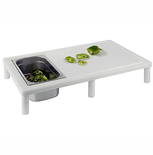 MBH – Tabla de cortar profesional 65 x 40 cm con cubeta gastronorm inox GN 1/3 para hostelería. Mesa de corte para cocina industrial de bar y restaurante.