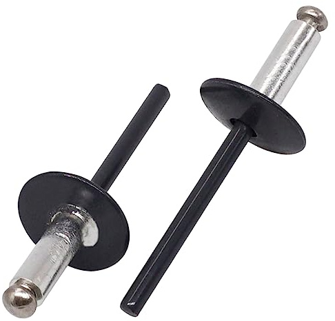 SKIR'CO (10 uds) Remaches ciegos de aluminio con brida grande 4,8 x 14 mm, Mandril de acero inoxidable, RAL 7016 Gris antracita