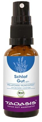 TAOASIS Schlaf gut Melatonin Mundspray 30 ml – Bio-zertifiziert – Einschlafhilfe mit ätherischen Ölen & Melatonin – Vegan – Natürlich & alkoholfrei – Made in Germany