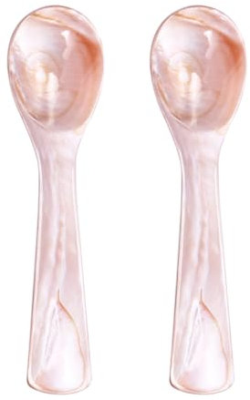 WANGCL 2 Stück Eierlöffel Perlmutt, Perlmutt Löffel Handgemachte Kaviar Löffel