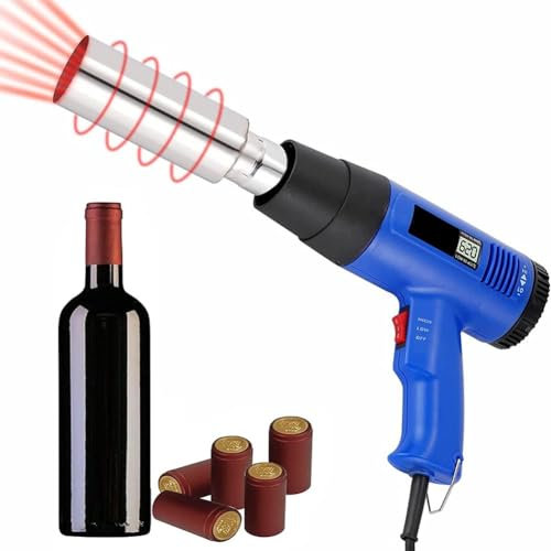 MiBoce Pistola Termocontraíble De Mano, Pistola De Calor De 1800 W, Termorretráctil De Cápsula De PVC, con Pantalla De Temperatura, 2 Temperaturas Ajustables, para Película Retráctil De PVC POF Pet