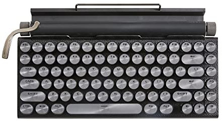 Fegtrtyoa Tastiera per Macchina da Scrivere retrò Tastiera Bluetooth Fili Punk Meccanici USB per PC Desktop/Laptop/Telefono Nero