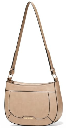 molshine Piccola borsa a tracolla da donna in pelle PU a mezzaluna con tracolla regolabile, Albicocca, S
