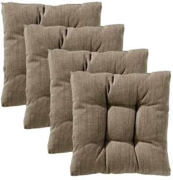 Traumnacht Stuhlkissen Cozy 4er Set, Bequeme Sitzkissen für Gartenstuhl, Küche oder Esszimmer, Indoor u. Outdoor, 40 x 40 x 6 cm, Hellbraun