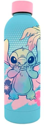 Kids Licensing Gourde Disney Stitch en Acier Inoxydable, Design Bleu et Rose, Pour Enfants 500ml