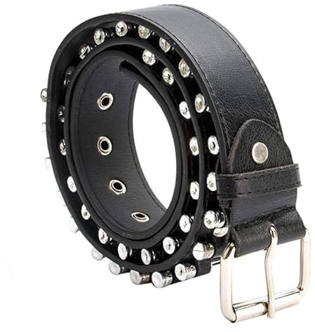 VALICLUD Ceinture Punk Homme Réglable Ceinture Avec Balle Boucle Métal Noire 108.00 Cm Pour Loisirs Sorties Travail Style Décontracté