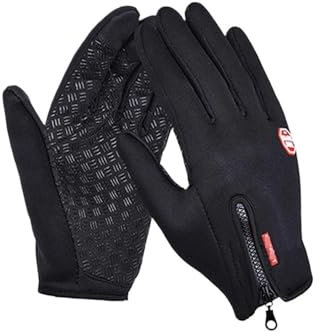 BooeDareno Winterhandschuhe Herren und Damen Touch Kälte wasserdichte Motorradhandschuhe Herren Outdoor Sport plus samtartig Warm Laufhandschuh (schwarz_L)