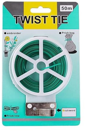 MASUNN Garden Twist Tie with Built-in Cutter, 50m, Green