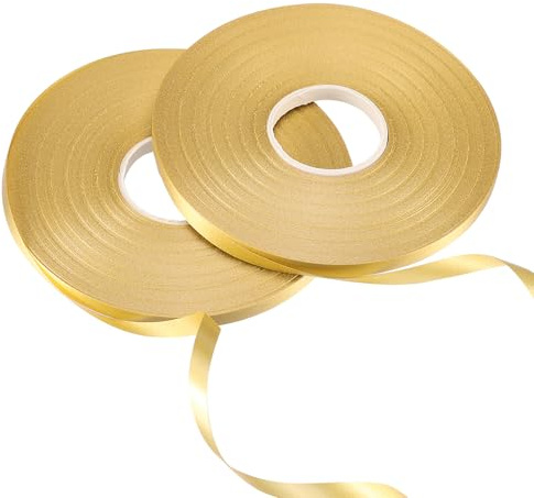 Mynoozi 2 Rolls Gold Ribbons for Balloons,50m x 0.5cm Decorative Curly Ribbon,for Wrapping Crafts and Gifts, Decorating Florist Supplies, Balloons and Party
