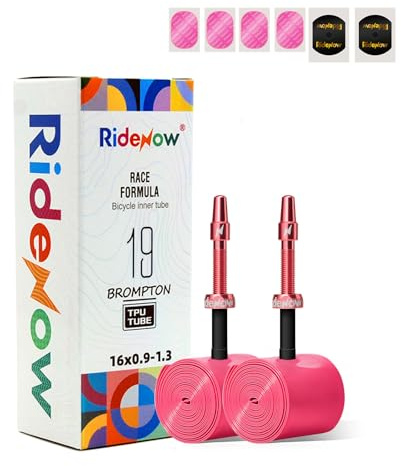 RideNow TPU Faltrad Schlauch 2 Pack, 16/18 Zoll (346-355mm) 20 Zoll (406mm) | Klappfahrrad Schläuche, Ultraleicht Fahrradschlauch mit Presta Ventil 45mm/65mm