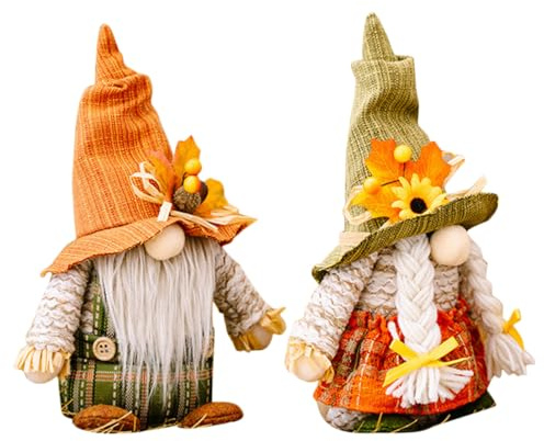 Milisten 2 Pièces Décorations de Nains de Figurines GNOME pour Thanksgiving Ornements de Table Festifs Décoration Automnale Unique et Chaleureuse