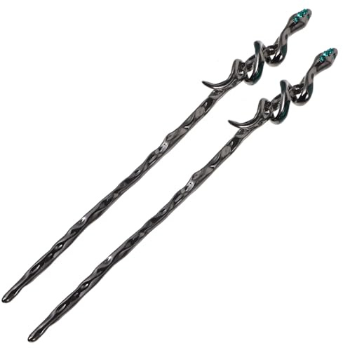Mikikit Bacchette per Chioma Vintage a Motivo di Nero, Set da 2 Bacchette per Chioma Cinesi, Accessori per Chignon da Donna, Adatti per Acconciature e Regali da Viaggio