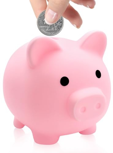 Coco Berming Salvadanaio Maialino, Porcellino Infrangibile, Adatto a Monete, Decorazioni Casa e Regalo per Compleanni e Festività (Rosa)