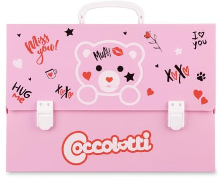Colourbook Valigetta Portadisegni Coccolotti Love Rosa, Cartella Polionda 38x27 Dorso 8 Cm Maxi Capacità, Per Disegno Tecnico Scuola Bambini, Con Manico Ripiegabile E Doppia Chiusura Rinforzata