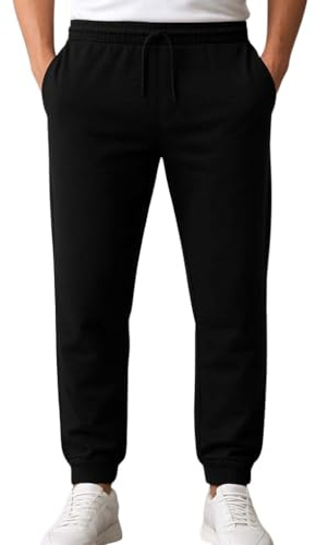 Bonjour - Men's Fleece Jogging Bottoms Joggers Pants Trousers Sweatpants Casual Regular Fit Sizes S - 5XL, 4 Colours Black