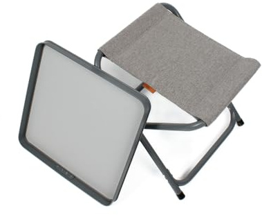 Eclipse Camping Hocker faltbar mit Tischablage Klapphocker | Campinghocker Campingtisch Klapptisch Falttisch Angeltisch Balkontisch Gartentisch Modell: TITAN, Stofffarbe:Grau