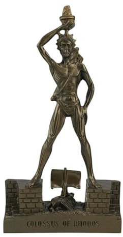 Statua del Colosso di Rodi – Dio Sole Helios – Effetto bronzo alabastro fuso – Fatto a mano in Grecia – 19,9 cm