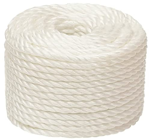 Cuerda de trabajo de polipropileno blanco 14 mm 25 m para jardín, bricolaje, decoración, agrupación y camping