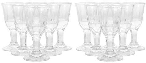 ROMISBABA Lot de 12 Verres à Pied Transparents 10 Ml Coupes à Vin en Verre à Fond Épais Mini-Verres à Shooter pour Whisky Cocktails et Jus pour Fêtes et Dégustations