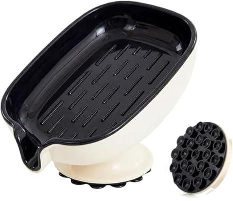 PHX Grove Self Draining Suction Cup Soap Dish - No Drilling Soap Dish for Kitchen, Bathroom, Sink, Bathtub