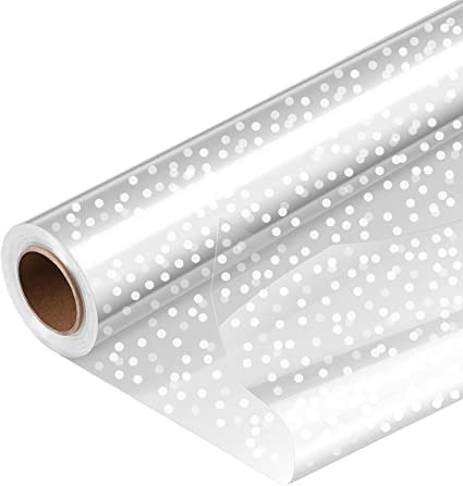 Kadisa® Bobina Polipropileno Rollo Celofán Puntos Blancos Alto Brillo 50m (90CM X 50M)