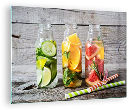 Moderne Impression sur Verre glace menthe rafraîchissements boissons Image Tableau en Verre Decoration Murale 70x50cm Deco Salon Chambre Horizontal Petit Tableaux Decoratifs Muraux Art GAA70x50-3155