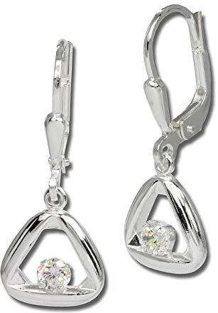 SilberDream Ohrhänger weiß Ohrringe Silber Triangel Zirkonia Damen D1SDO546W