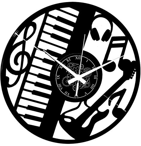 Instant Karma Clocks | Orologio da Parete con Chitarra Tastiera e Note Musicali | Design per Musicisti e Appassionati di Musica | Decorazione Artistica Moderna con Stile Unico