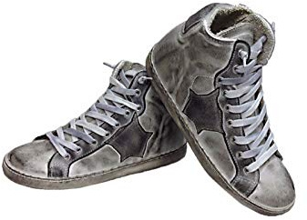 VIA CONDOTTI Scarpe Sneakers Alte Uomo Pelle Stella Ghiaccio sfumato Made inita