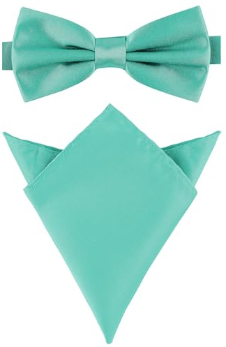 Ladeheid Herren Schmale Fliege & Einstecktuch Set M/P (12cm x 6cm, 22cm x 22cm)