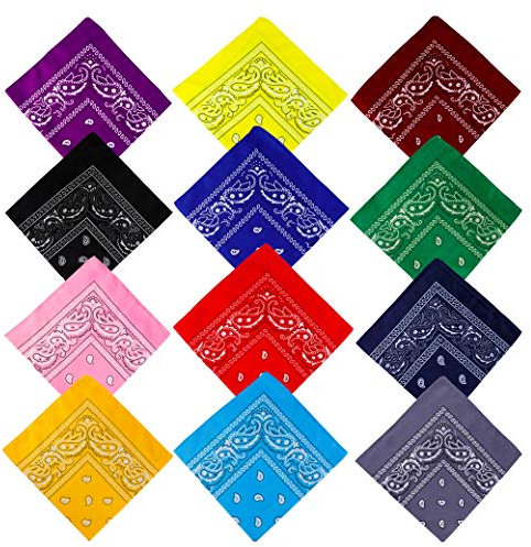 Bandana Kopftuch Halstuch Nickituch Biker Tuch Motorad Tuch verschied Farben Paisley Muster Hals, Kopf, Schal Taschentücher, Wickelschal-Armband für Männer, Frauen und Kinder