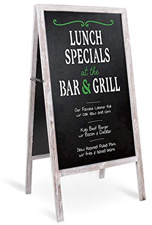 Unho Lavagna Cancellabile Nera con Cavalletto, Lavagna Magnetica Piegnevole Lavagna per presentazione per Bar Lavagna Bifacciale da Terra con Legno Cornice per Pasticceria Negozio 50x100cm Grigio