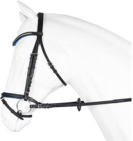 Horka trensenzaum JollyKunstleder/Denim schwarz/blaues Pony