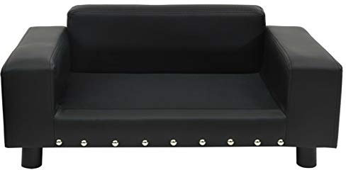 Tidyard Hundesofa Hundecouch Haustierbett Haustiersofa Liegeplatz Schwarz 81x43x31 cm Plüsch und Kunstleder