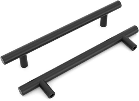 LONTAN 4 Pack Black Kitchen Handles 160mm Black Cupboard Handles Stainless Steel Drawer Pulls for Wardrobe Cabinet Suitable for Bathroom, Bedroom, Living Room