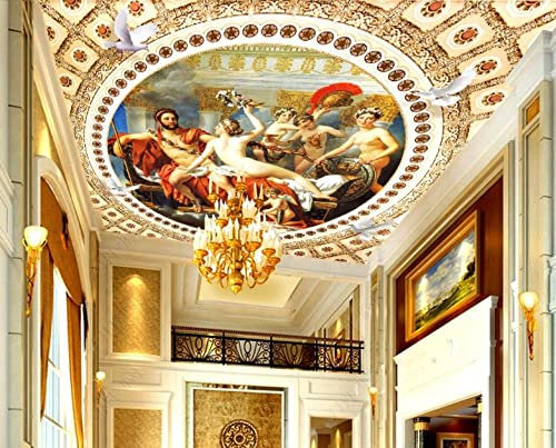 HGFHGD Bemalte geometrische Ringfigur 3D Deckentapete Wohnzimmer Wandbild Schlafzimmer Dekoration Wandaufkleber Kunst Malerei