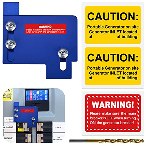 Generator Interlock for Cutler Hammer Only CH Series TAN Breaker 150 or 200 A mp Panels with 1 1/2 Inches Spacing, Blue