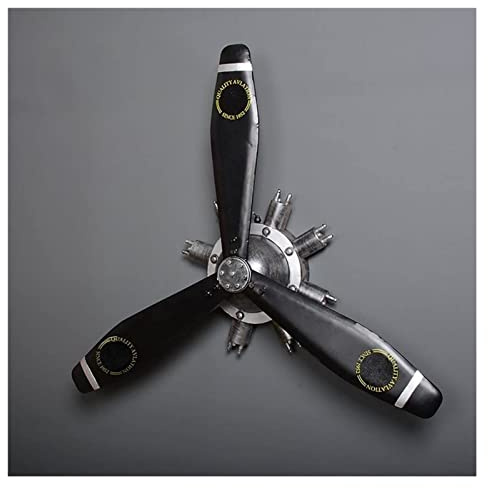 LYLFF Schwarzer Flugzeug-Propeller-Wanddekoration, Retro-Industriestil-Wandmontage KTV Mechanischer Propeller, 3D-Schmiedeeisen-Wandskulptur, Geeignet for/Bar/Büro/Schlafzimmer